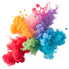 Fototapeta premium Vibrant Abstract Watercolor Splashes on White Background – Colorful Artistic Ink Blots
