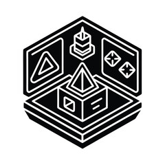  3d style glowing computer interface icons for a f.eps