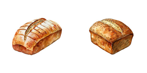 barley bread watercolor vector illustration