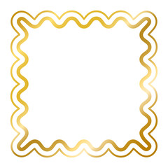 Golden Wavy Edges Square Shapes Frame, Squiggly Edges, Jagged Geometric Borders, Decorative Frames Labels Badges Collection, Gold elements Vector illustration on transparent background