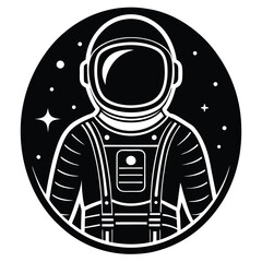 Astronaut in Space Retro Style Illustration