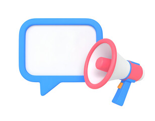3D render of a megaphone and speech bubble, ideal for announcements