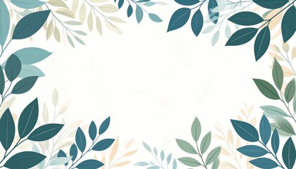 Elegant floral arrangement on white background, natural fresh green leaf border with copy space. Simple and minimalist Thanksgiving background for greeting cards.