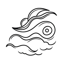  sparse black ink brushwork depicting wind and mis.eps