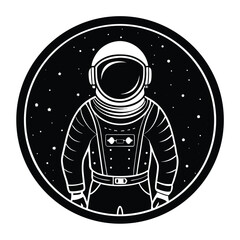 Astronaut in Space Vintage Style Illustration