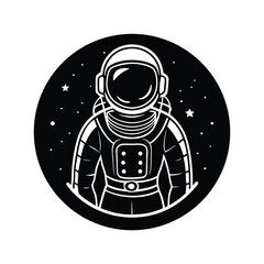 Astronaut in Space A Black and White Illustration
