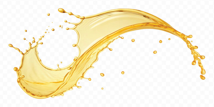 realistic smooth splash of yellow juice or liquid oil in curve style isolated on white background