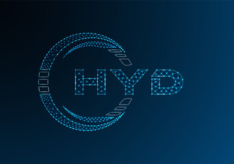 HYD low poly letter logo vector design. HYD lower poly logo design.