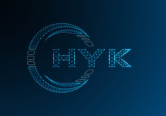 HYK low poly letter logo vector design. HYK lower poly logo design.