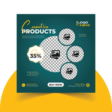 Creative Cosmetics beauty product social media post design. Product banner, templete designModern Cosmetics beauty product social media post design. Product banner, templete design