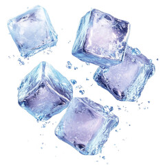 Obraz premium Ice cubes isolated on transparent background