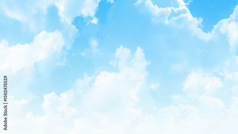 Poster blue sky with clouds beautiful image. abstract white cloud and blue sky texture background. vector d