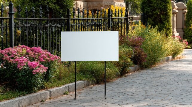 Blank sign in a park setting