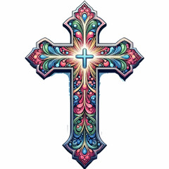 Vector illustration of a colorful cross, suitable for religious symbol design
