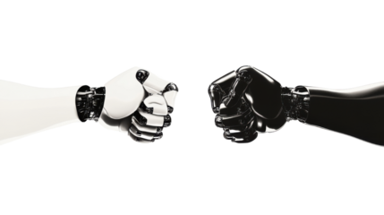 Thumbs Up and Thumbs Down Hand Gestures Isolated on White Background
