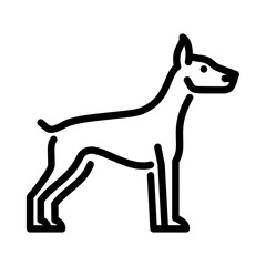 Doberman outline icon. dog breed black line illustration.