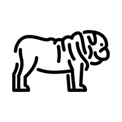 Bulldog outline icon. dog breed black line illustration.