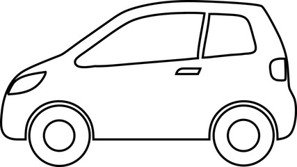 Auto vehicle icon, line art car in simple vector style.