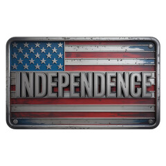 Metal Typography Plate with ‘Independence’ Text Isolated on White Background