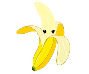 cute banana fruit illustration, with white background