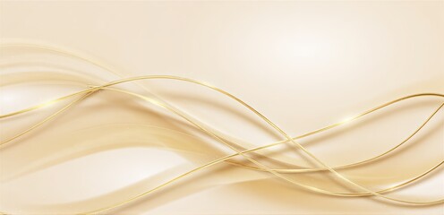 Abstract Golden Wavy Lines on a Soft Background