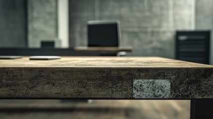 Rustic wooden desk in modern office