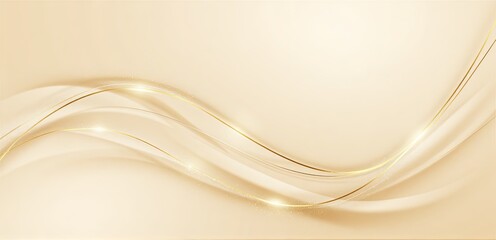 Abstract Golden Wavy Lines on a Soft Background