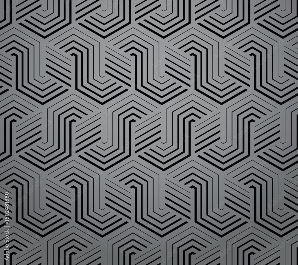 Poster abstract geometric pattern with stripes, lines. seamless vector background. gray and black ornament.