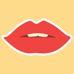 Vibrant Red Lips Sticker Vector for Creative Projects