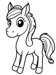 Cute Horse Illustration – Simple Farm Animal Outline Drawing