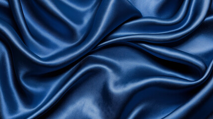 Fototapeta premium Dark blue fabric background with elegant flowing waves
