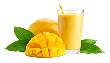 mango shake isolated on transparent background