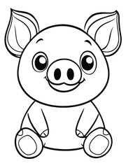 Realistic Pig Outline – Educational Coloring Page for Kids