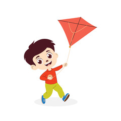 Cute Boy Running with Kite