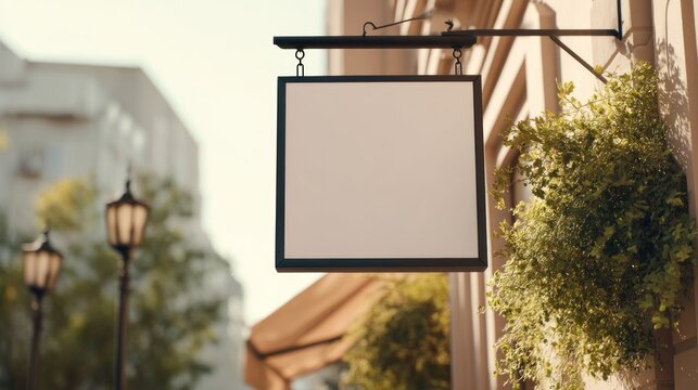 Empty Square Sign on Building Exterior