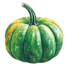 Green acorn squash vegetable harvest still life isolated on transparent background