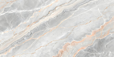 Naklejka premium Neutral gray marble featuring soft peach and gold veining with gentle flowing patterns, creating a warm, sophisticated appearance with delicate color blending