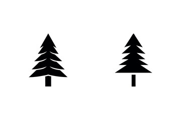 Fototapeta premium Christmas tree icon set. Vector illustration of pine silhouette.