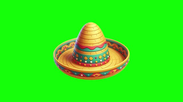 Sombrero hat green screen animation motion graphic in 4K high resolution.