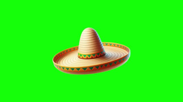 Sombrero hat green screen animation motion graphic in 4K high resolution.
