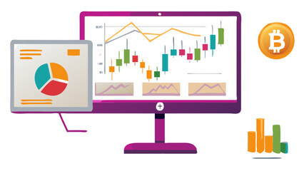 Obraz premium Navigating the Volatile World of Cryptocurrency Trading Charts and Bitcoin with a Clean UI Design