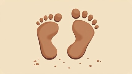 Brown Footprints On Beige Background Illustration
