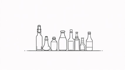 Obraz premium Line Art Bottles Against White Backdrop