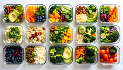 Organized Healthy Eating: Fresh Meal Prep in Glass Containers