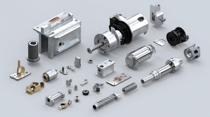 Precision engineered hydraulic components, meticulously detailed