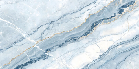 Serene light blue marble with white clouds of veining and delicate golden accents, creating peaceful, sky-like patterns across the polished surface