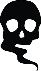 Striking Black Skull with Smoke Vector Illustration