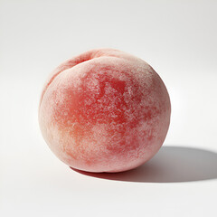 Fototapeta premium Close-up 4K image of a peach with velvety skin and blush tones on white background