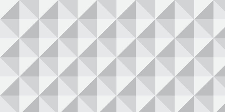 Abstract geometric white and gray background seamless mosaic and low polygon triangle texture wallpaper. Triangle shape retro wall grid pattern geometric ornament tile vector square element.	
