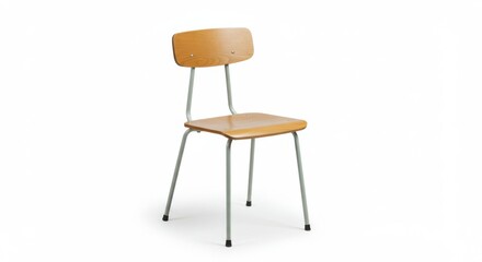 Fototapeta premium Simple light green metal and wood chair